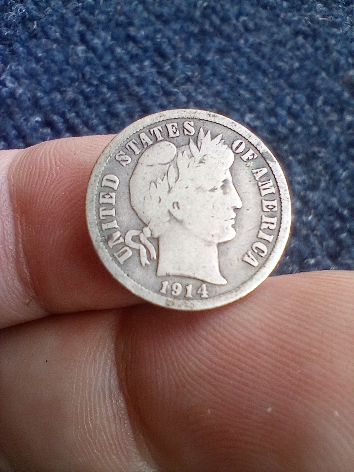 1914 D Barber Dime - 90% Silver - Circulated, Slot Filler