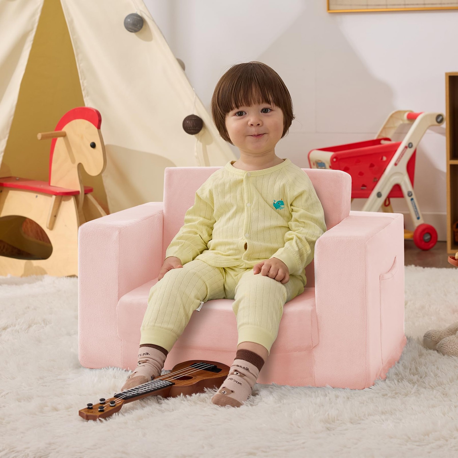 Zorvoxz Kids Couch, 2in1 Toddler Chair Comfy 13 Years, Convertible Kids Chair...