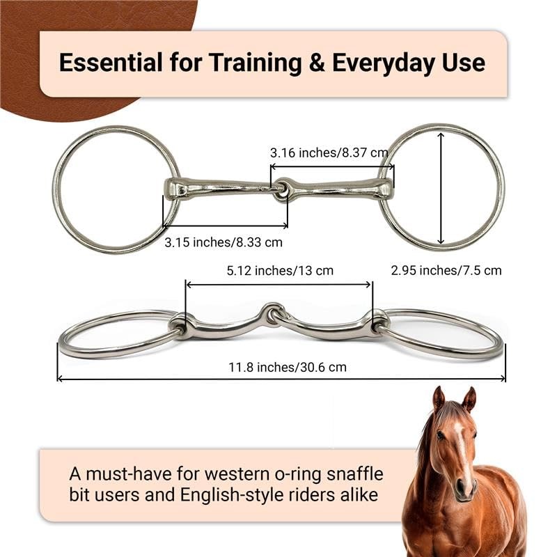 Loose Ring Snaffle Bit for Horses - Iron Training Bit for Sensitive Riders, 5"