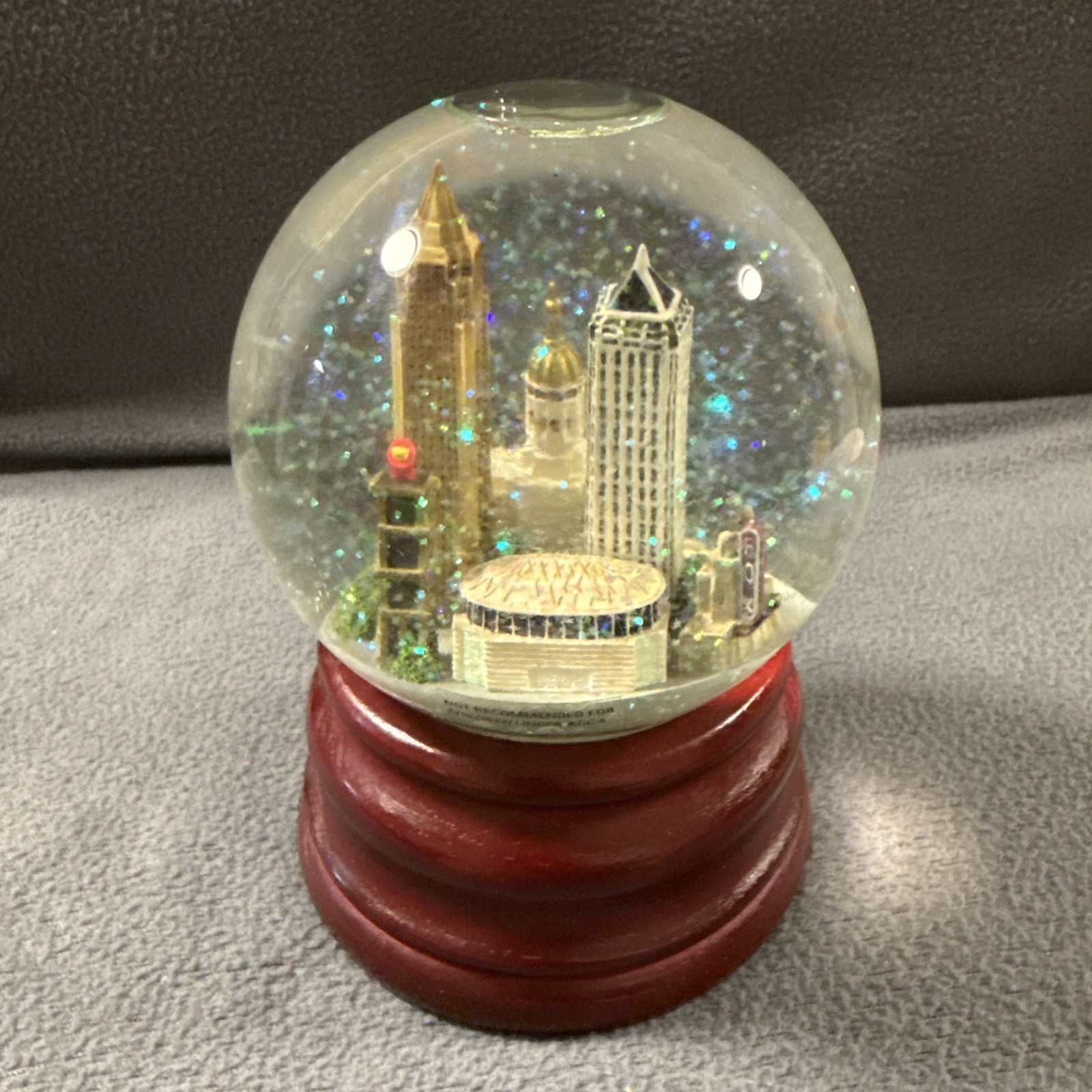 Sankyo Atlanta Georgia Musical Snow Globe Fox Theatre GA Dome Torch Tower 5.5"