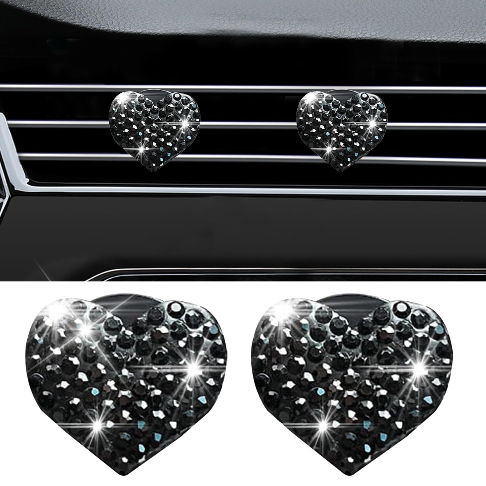 Honibaoto Car Bling Air Vent Clips, 2 Pcs 1 Count (Pack of 1), Black