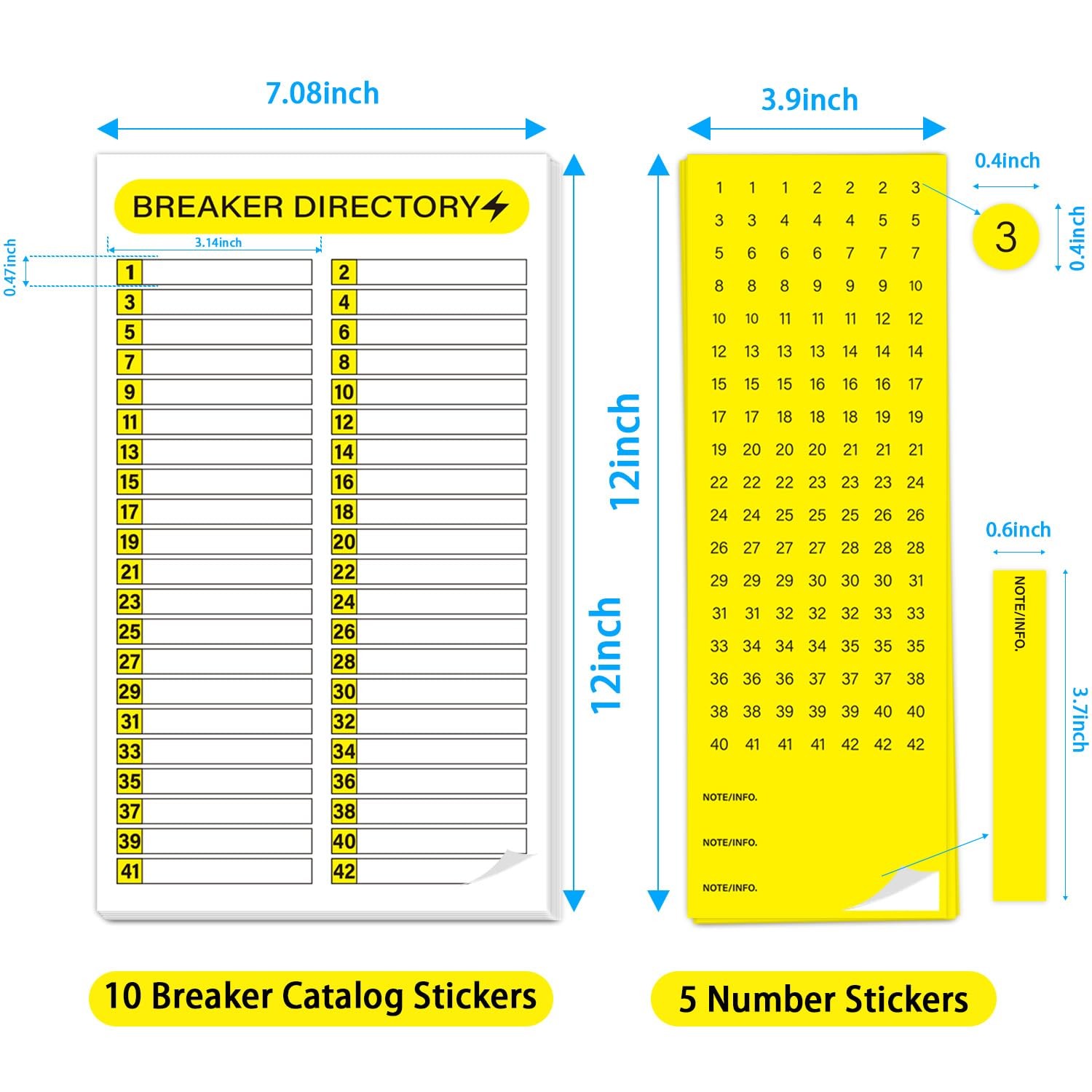 16 Sheets Breaker Panel Labels, Electrical Box Sticker Numbers Breaker Panel Lab