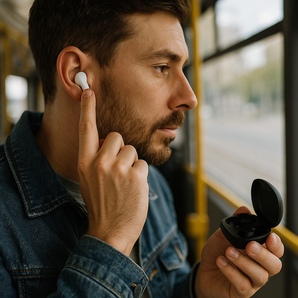 TWS Wireless Bluetooth Earbuds Pebble Charging Case Touch Control In-Ear USB Rec