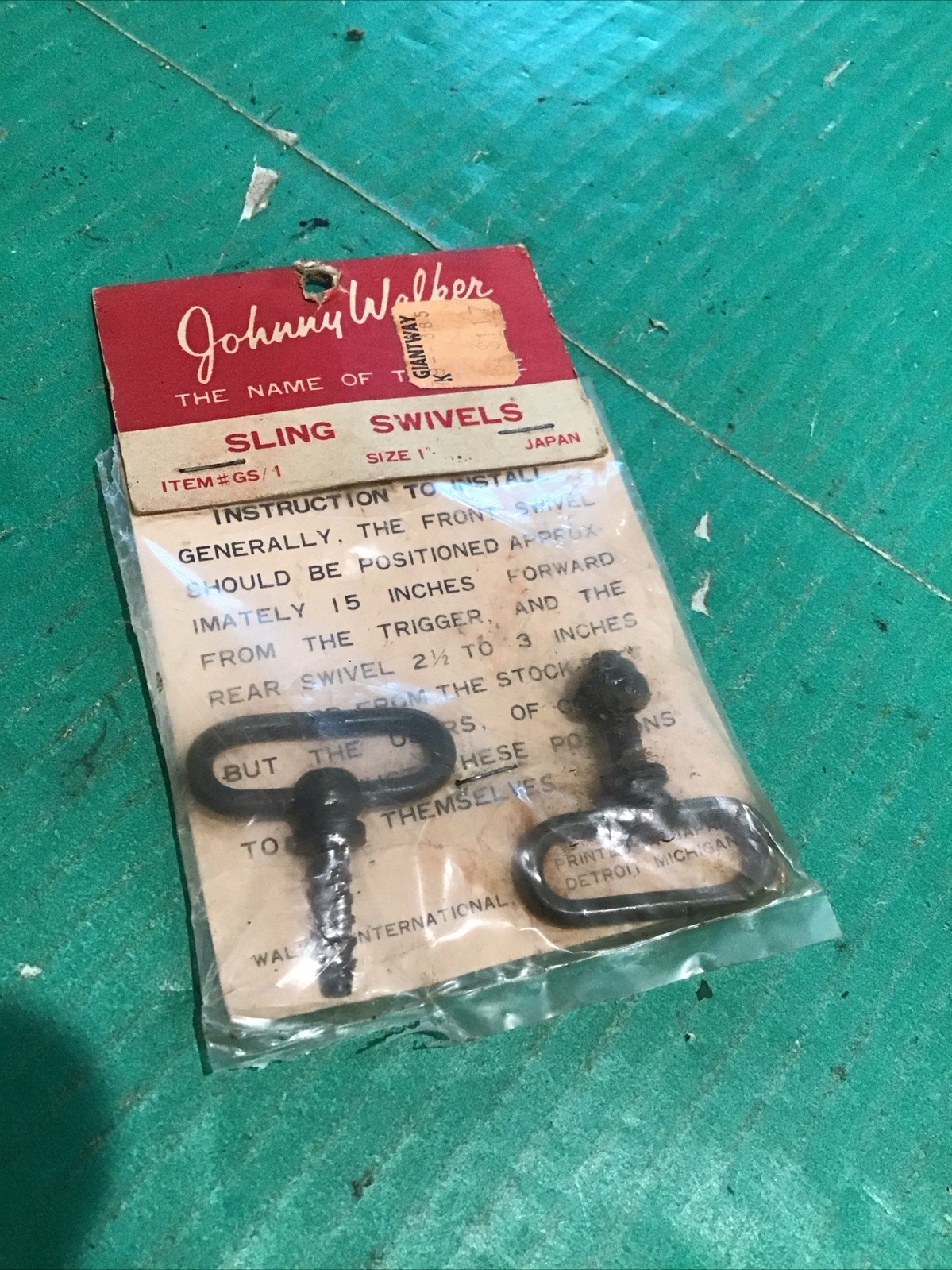 Vintage NOS Johnny Walker Sling Swivels Size 1 Model GS/1 Made Japan