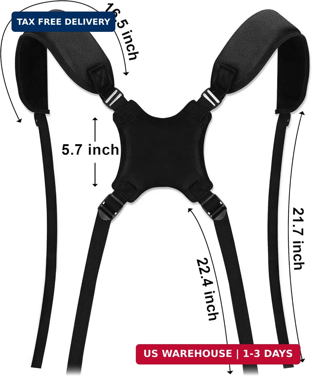 Universal Double Shoulder Strap Adjustable Padded Backpack Straps | For 4-point