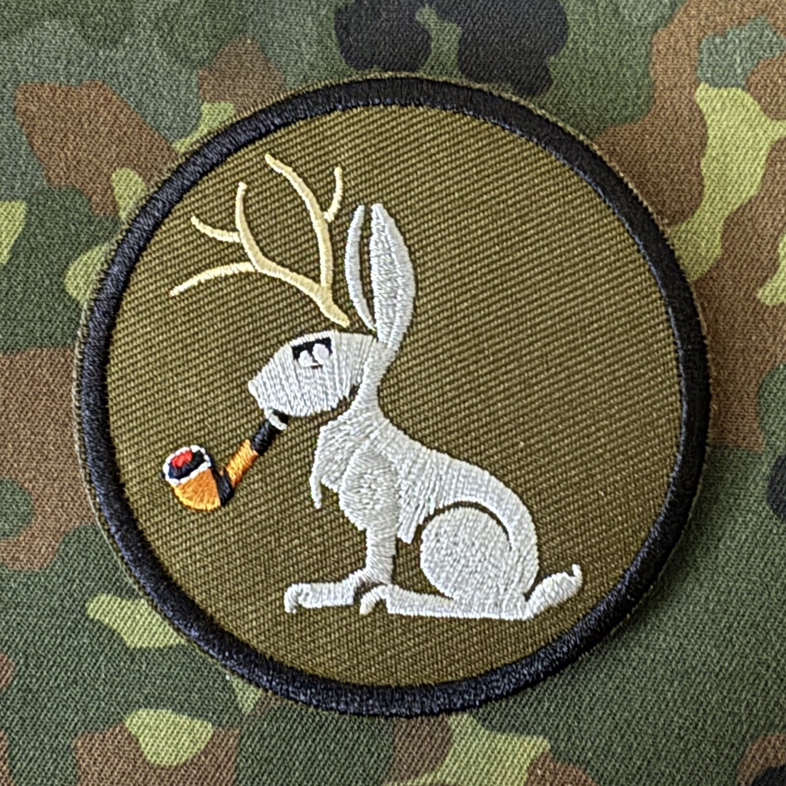 🐇 CONFIDENT JACKALOPE Embroidered Patch Hook/Loop Back BUSHCRAFT The Edge PDW