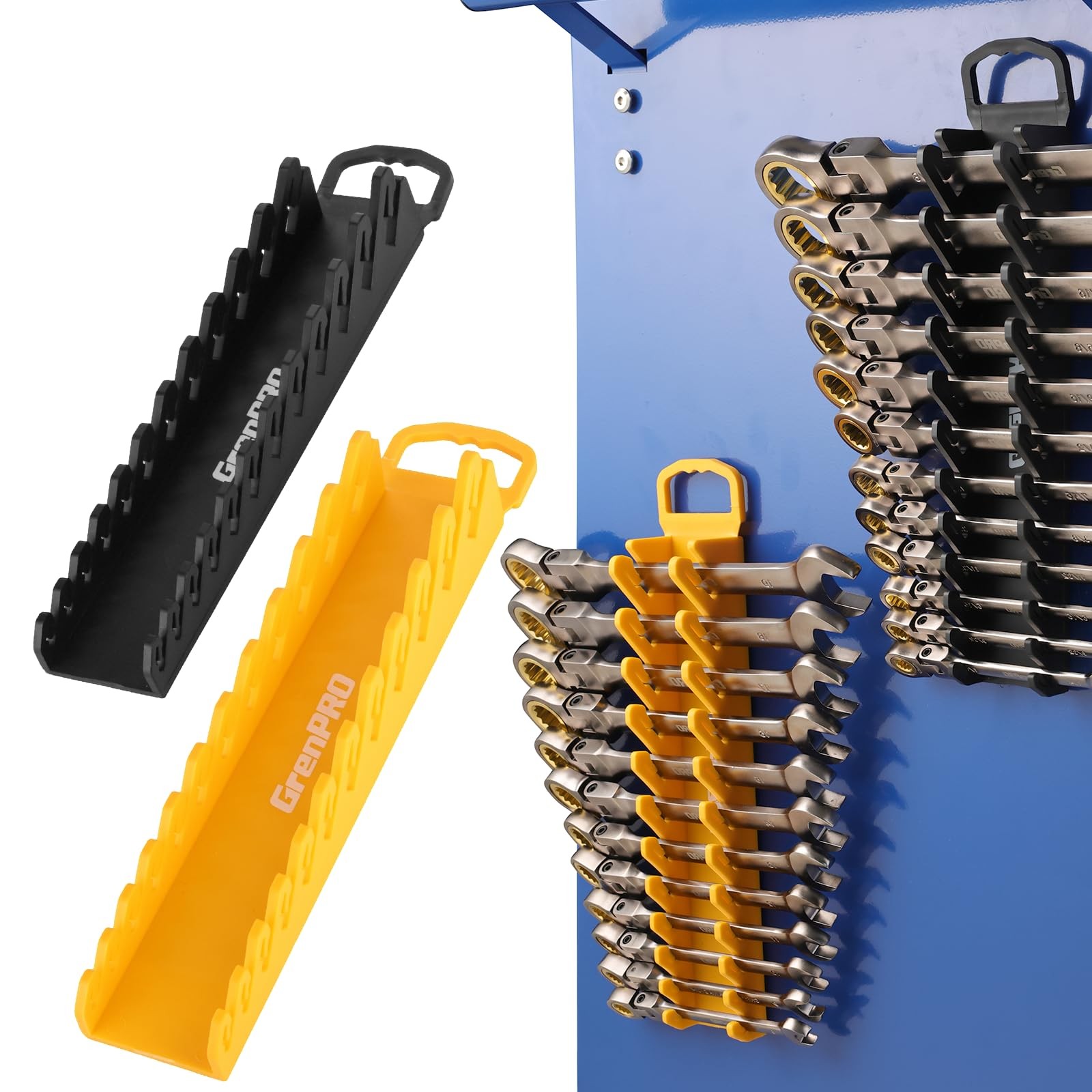 Wrench Organizer for Tool , 2 Pack Magnetic Wrench Holders with Handle, SAE &...