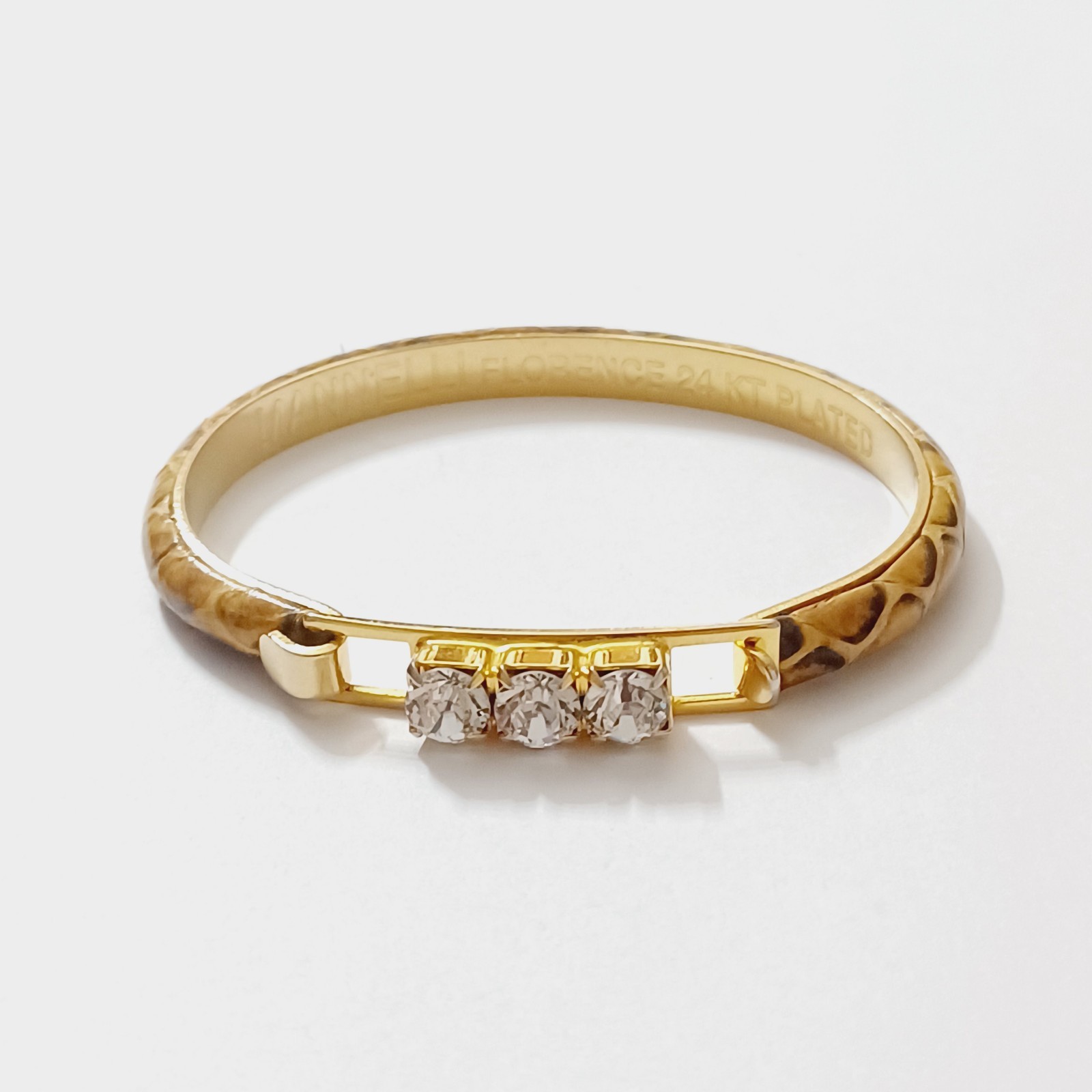 Mannelli Florence 24KT Plated Snakeskin Triple CZ Bracelet