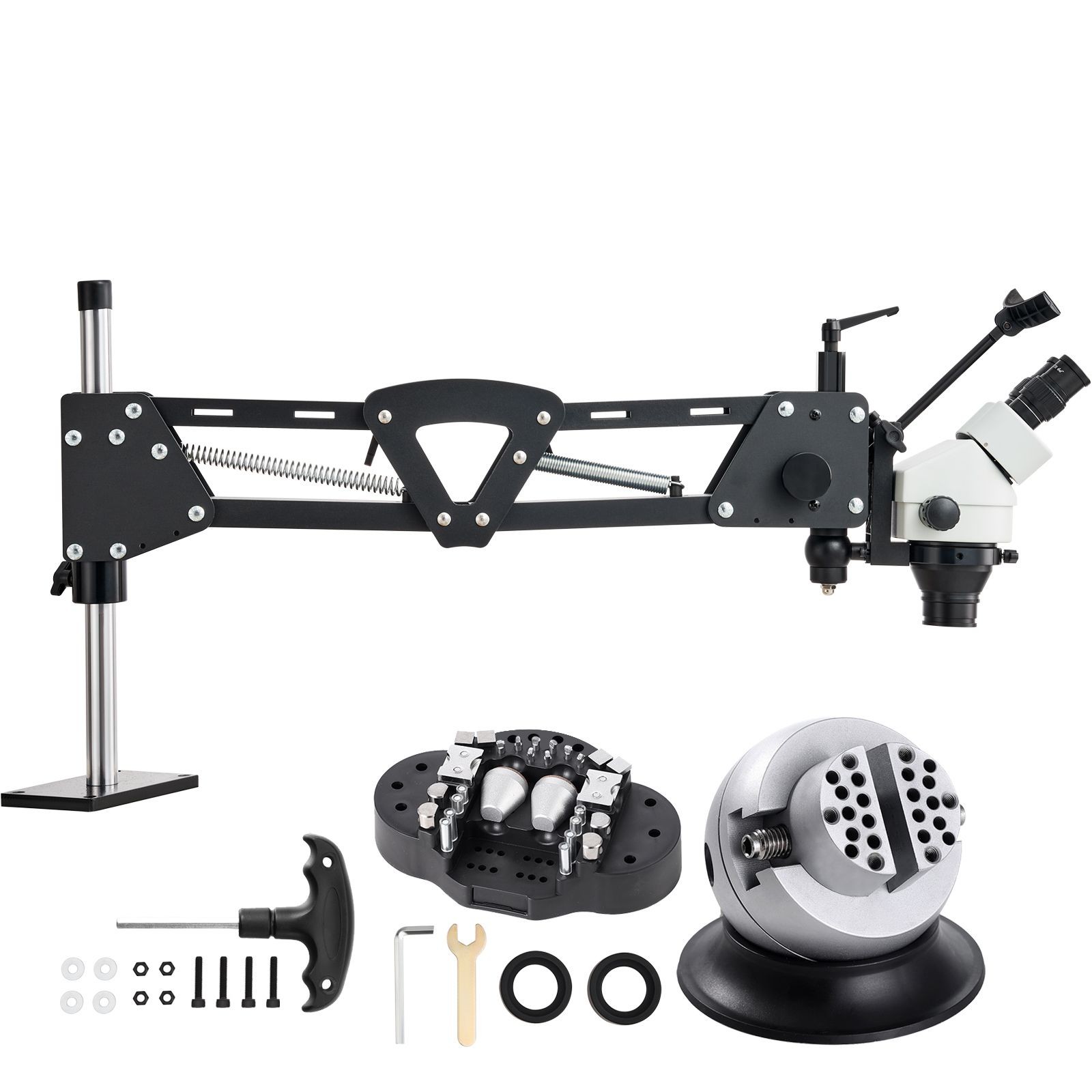 Jewelry Microscope 7X-45X Zoom LED Light 360 Ball Vise