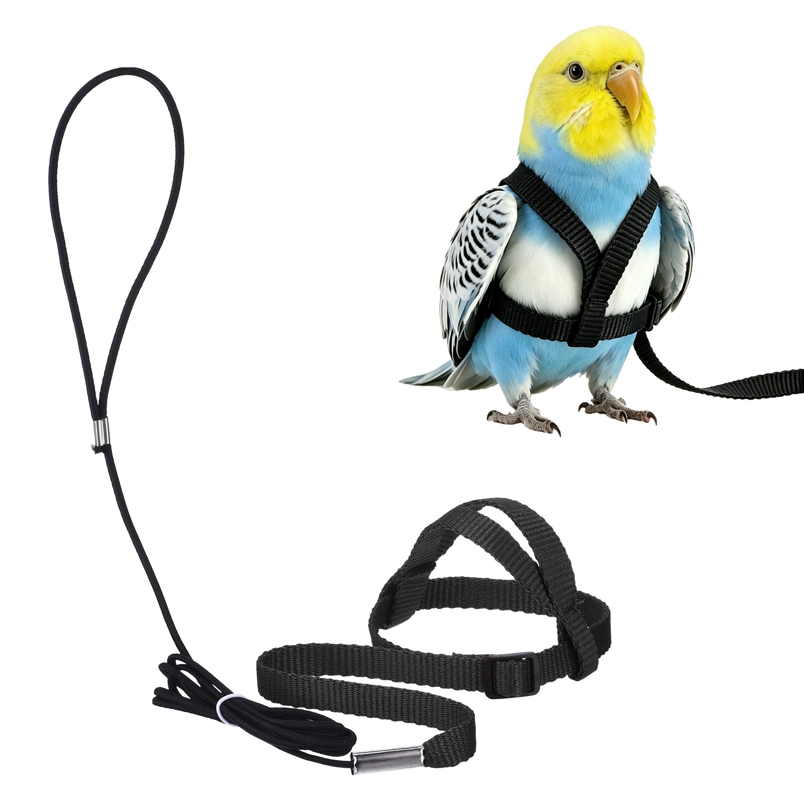 Adjustable Bird Harness Parrot Leash, m Size Nylon Bird Harness, Black