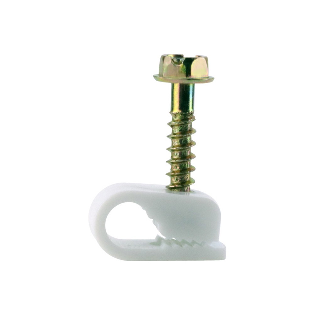ASKA CX-1W Screw-In Single Flexible RG-6 Cable Clips (Bag of 100, White)