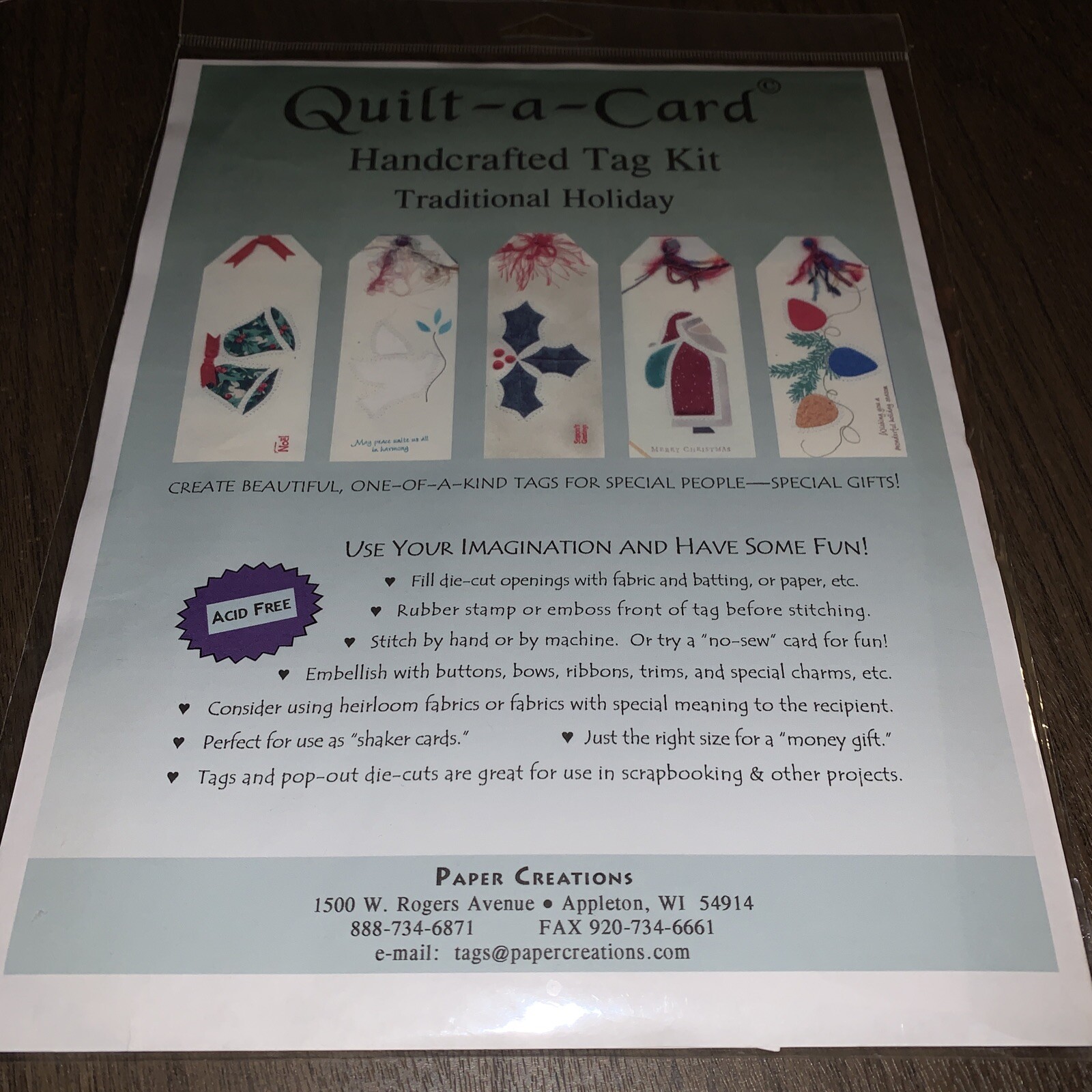 Quilt a Card Handcrafted Gift Tag Kit Christmas Tags Paper Creations
