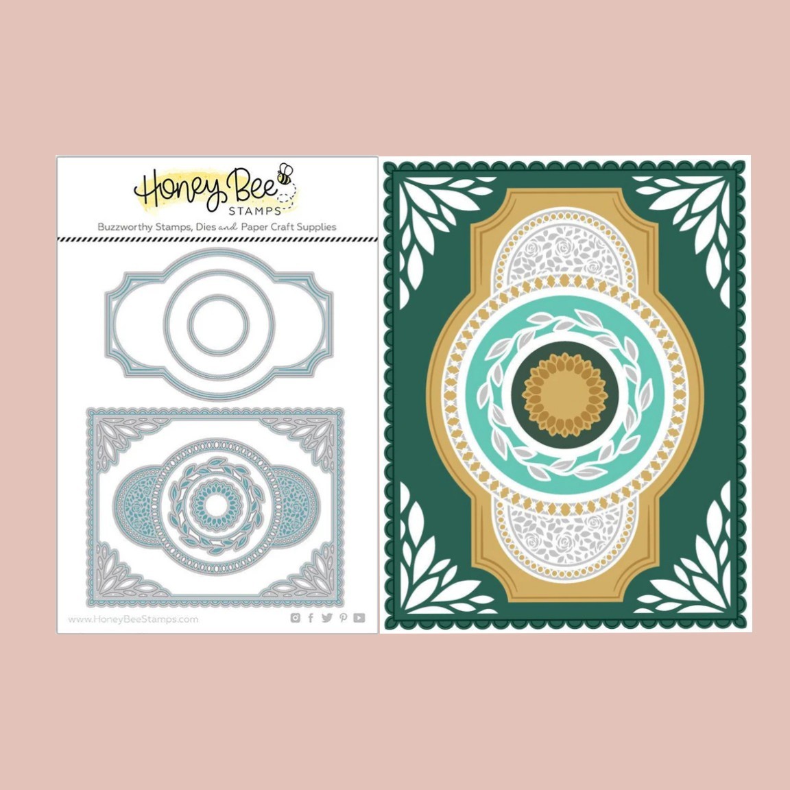 Honey Bee Stamps SPRING VINE LAYERING FRAME Die Set w/Storage Envelope - NEW