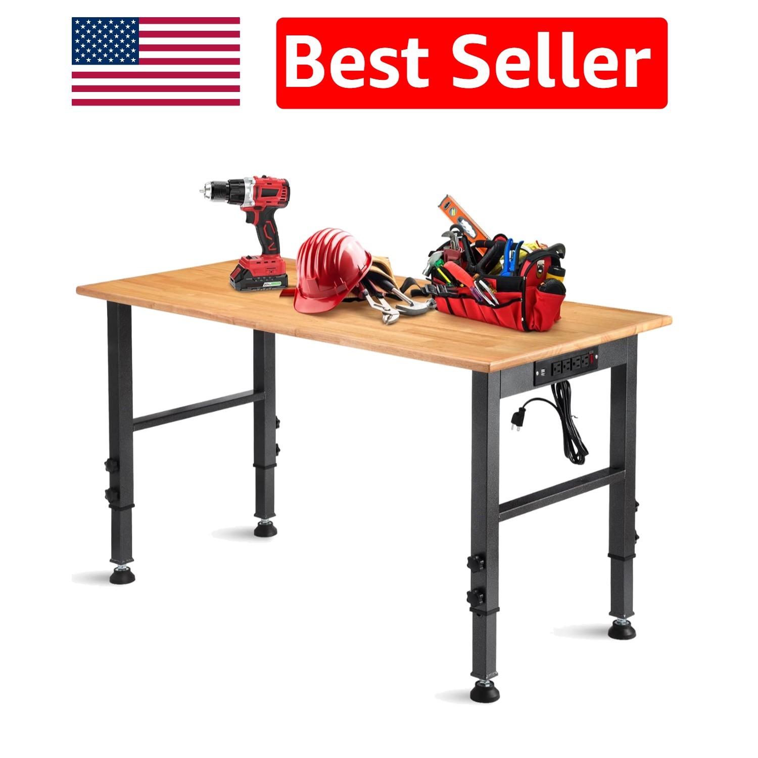 Versatile 48" Workbench: 2000 lbs Capacity with  Certified Power Outlet
