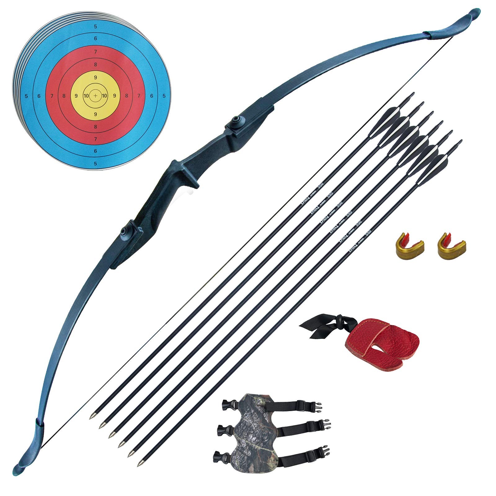 Tongtu Recurve Bow Right and Left Handed,Takedown Bow and Arrows for Adult & ...