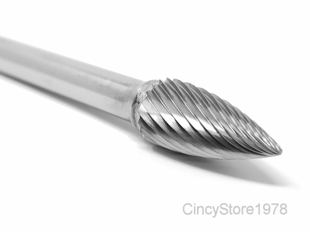SG3S Tree Shape 3/8" Carbide Burr Bur Tool Die Grinder Bit 1/4" Shank NEW