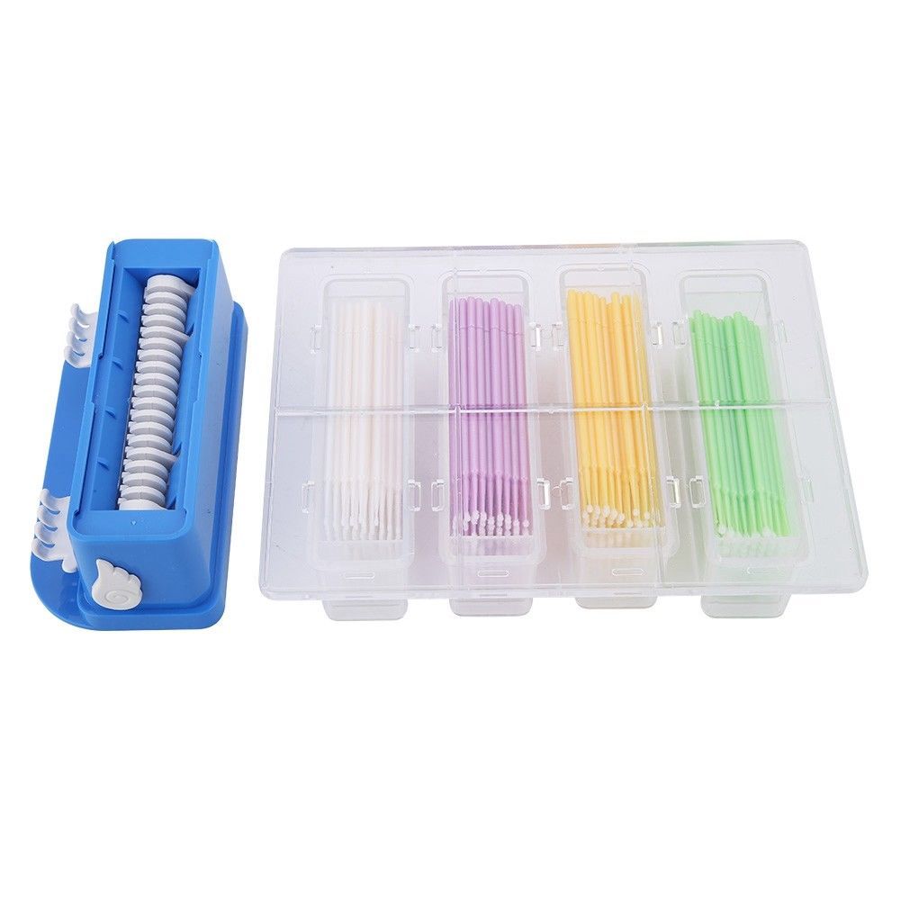 Dental Set Applicator Tip Dispenser Container 400 Pcs Micro Brush Press Type