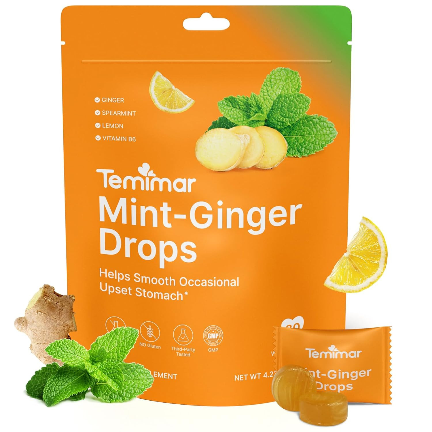 Mint-Ginger Drops for Nausea Relief, Smooth Upset Stomach, Motion & Morning Sick