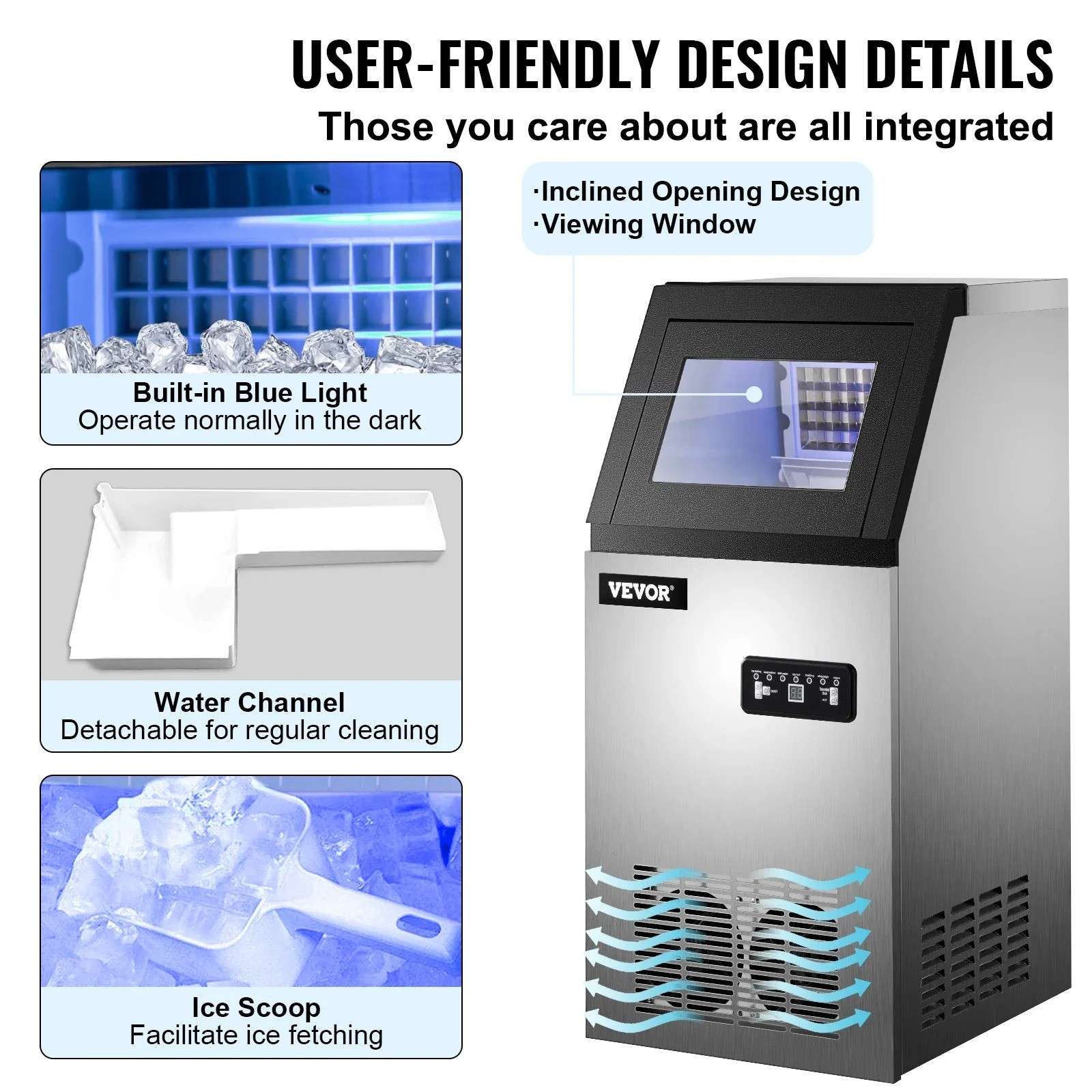 Commercial Ice Maker Ice Cube Machine Efficient Compressor Wide To Use