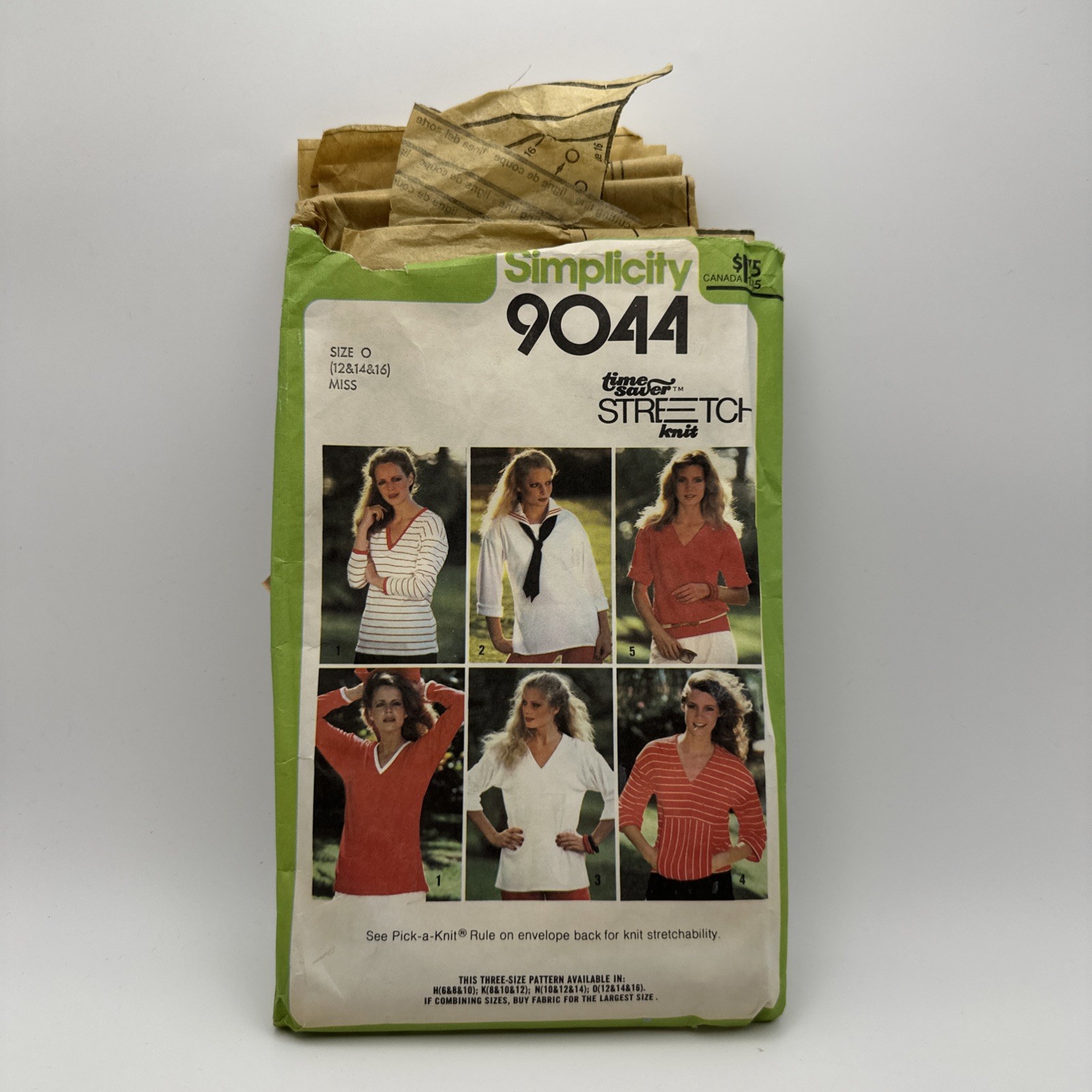 1979 SIMPLICITY #9044 - Miss SAILOR STYLE TOP  Size O 12 & 14 & 16