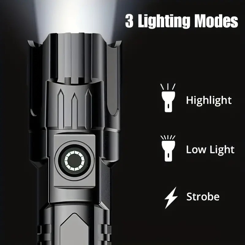 Mini Rechargeable LED Flashlight Tactical Police Super Bright Torch Zoomable US