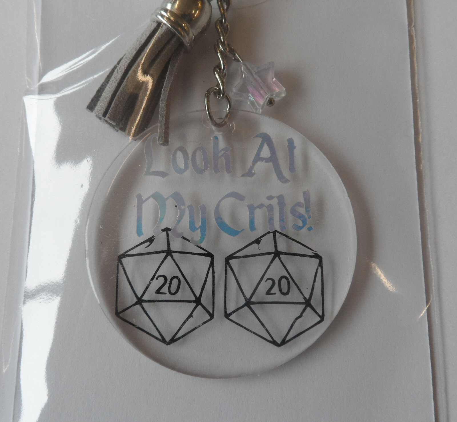 Handmade 50mm Acrylic Dungeons & Dragons Theme Bag Charm Keyring