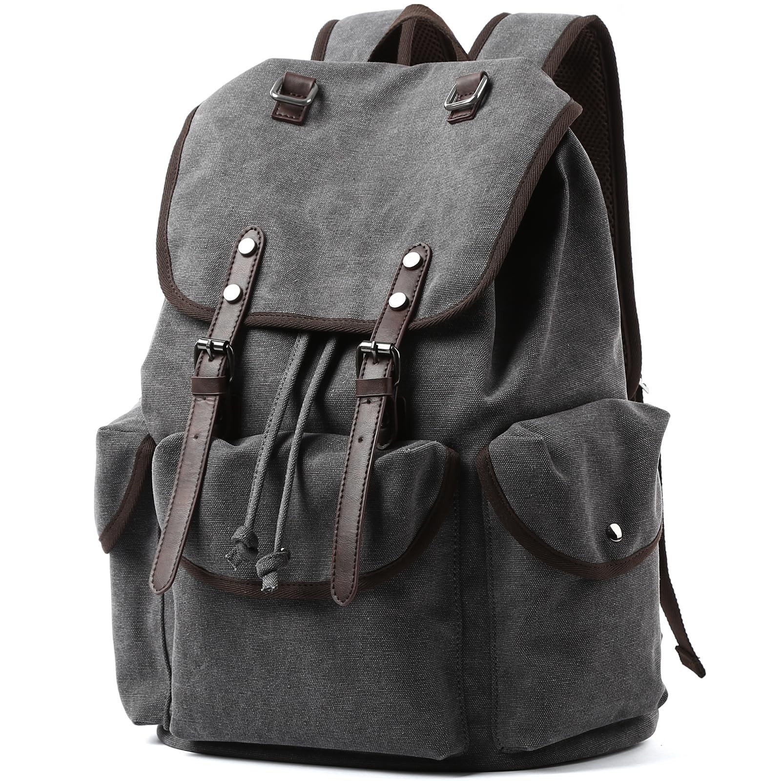 MOYYI Vintage Canvas Backpack for Men Women, Retro Backpack Fits 15.6” Lap