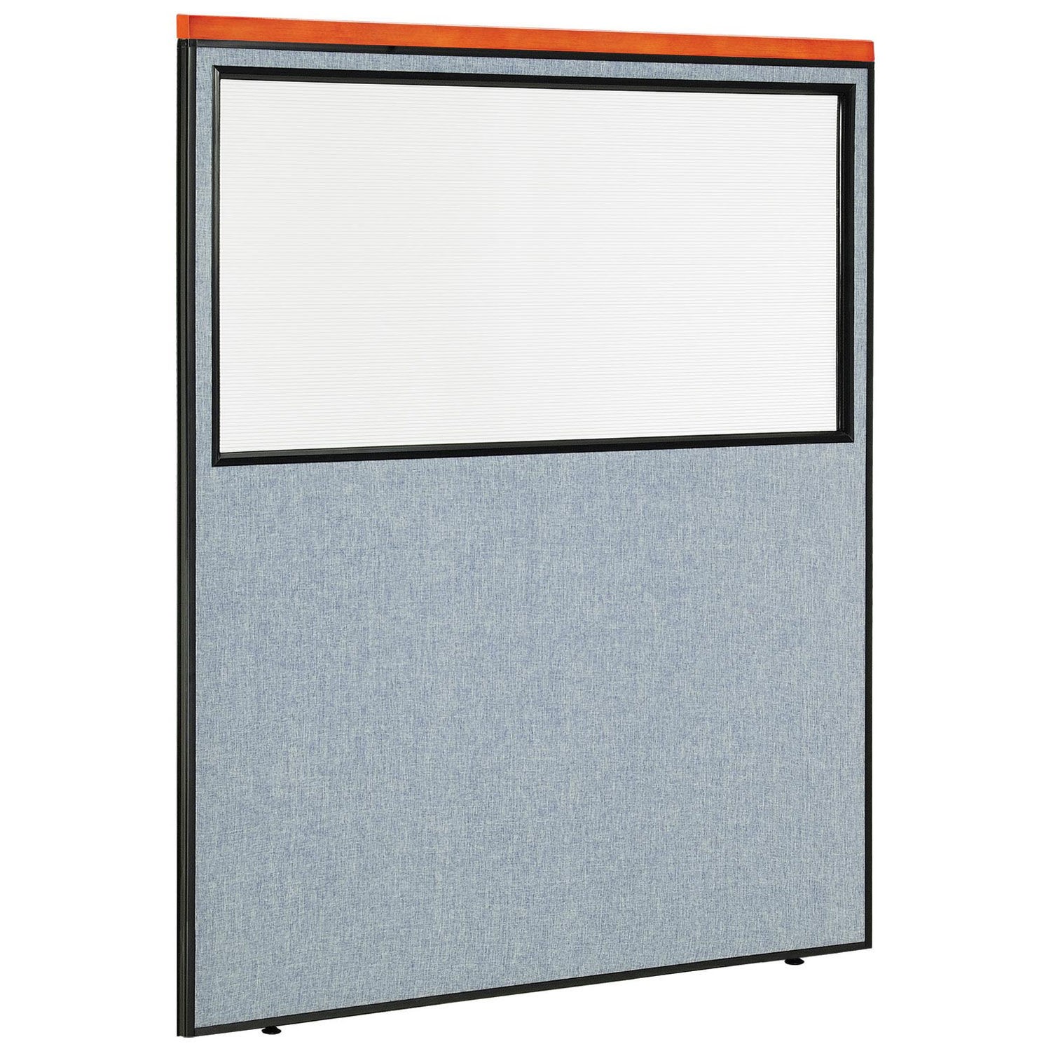 60-1/4"W x 73-1/2"H Deluxe Office Partition Panel with Partial Window Blue