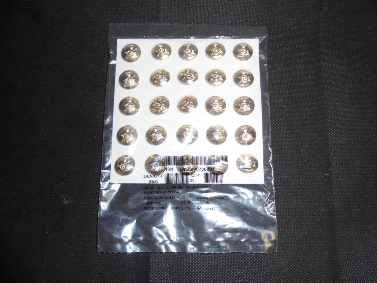 NEW British RA Royal Artillery Cap/Small/Large Buttons x 25