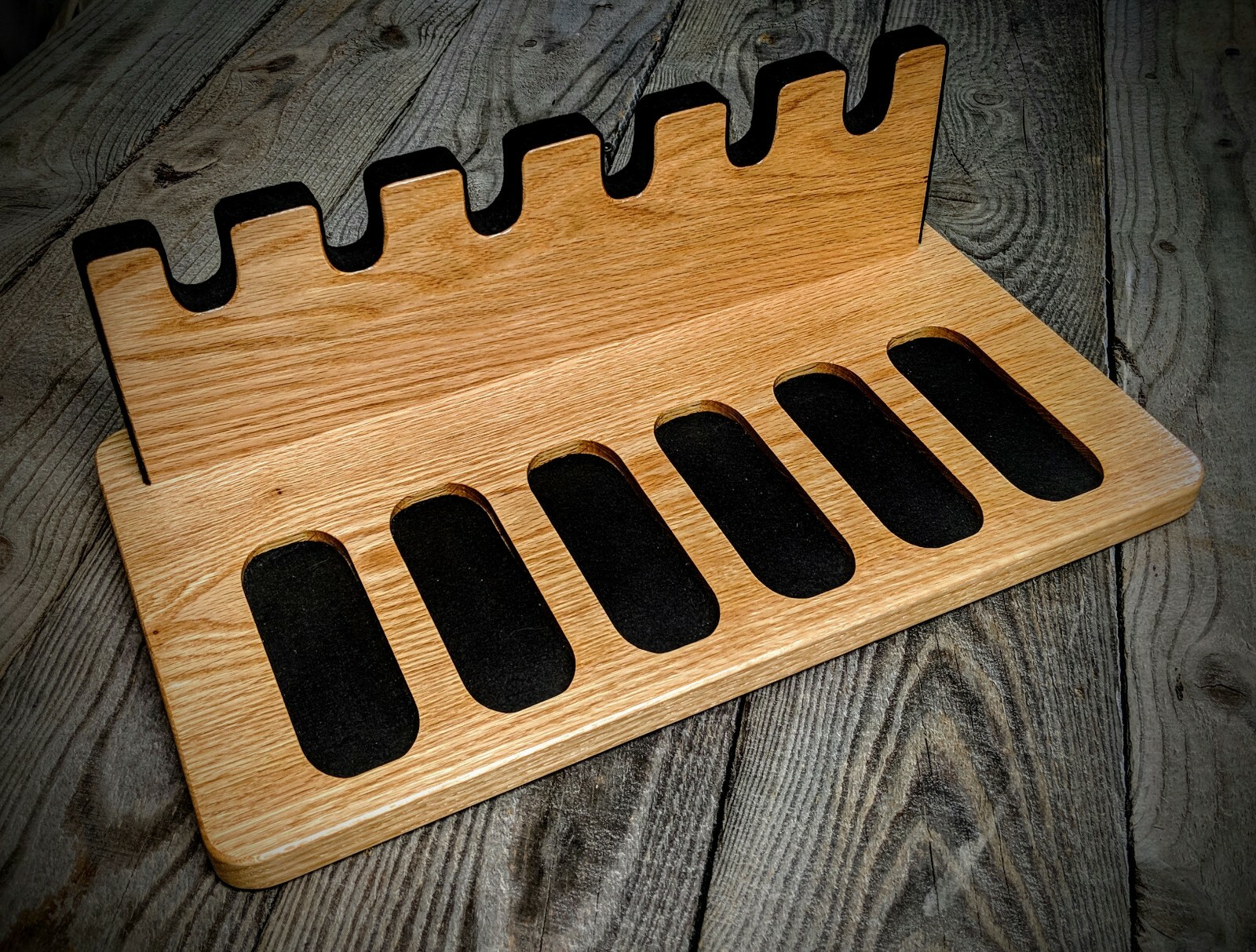 *8* GUN OAK WOOD PISTOL DISPLAY RACK GUN SAFE STORAGE ORGANIZER TARGET HUNTING