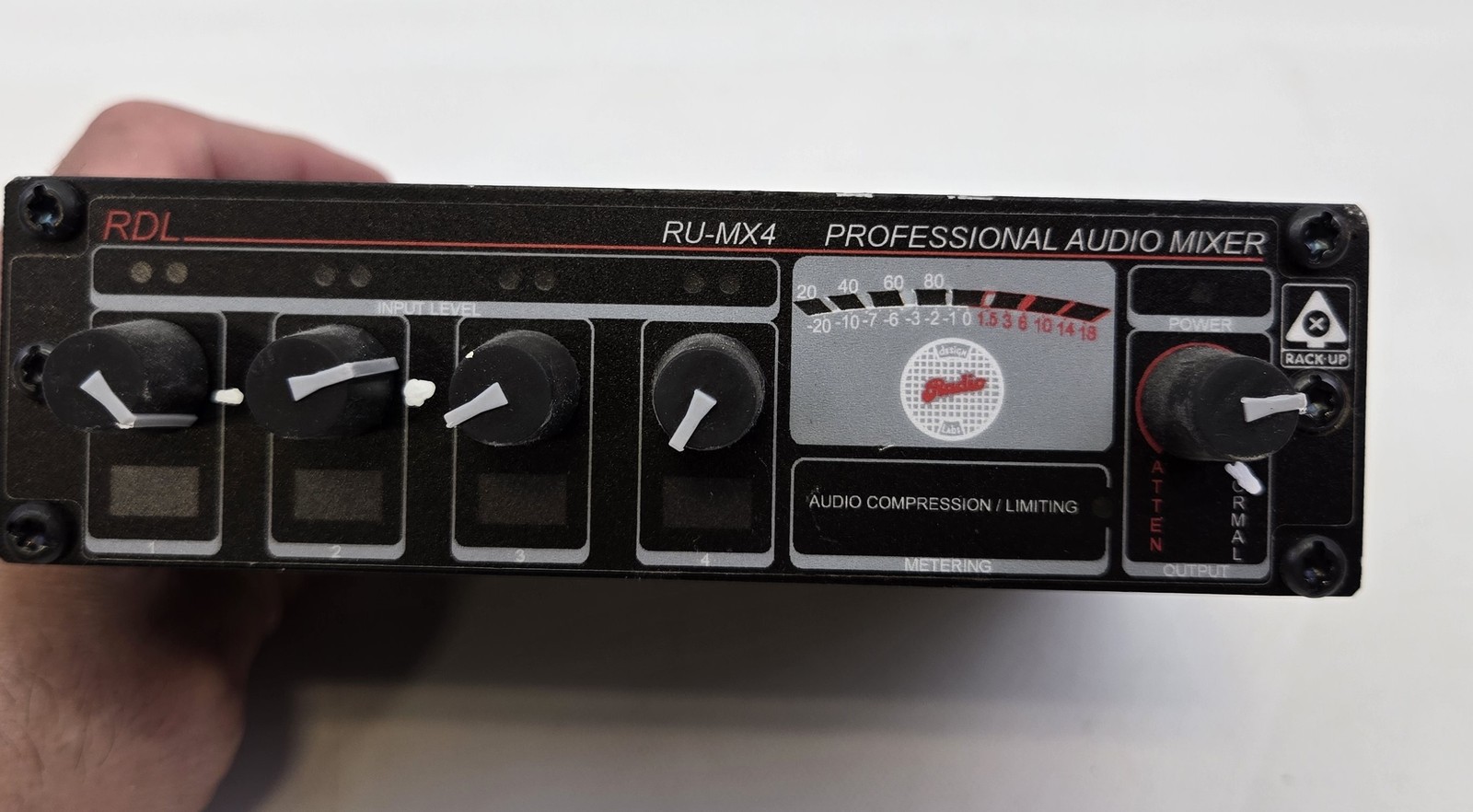 RDL RU-MX4 Professional Audio Mixer 4 Channel Mic Line Phantom Power XLR Compact
