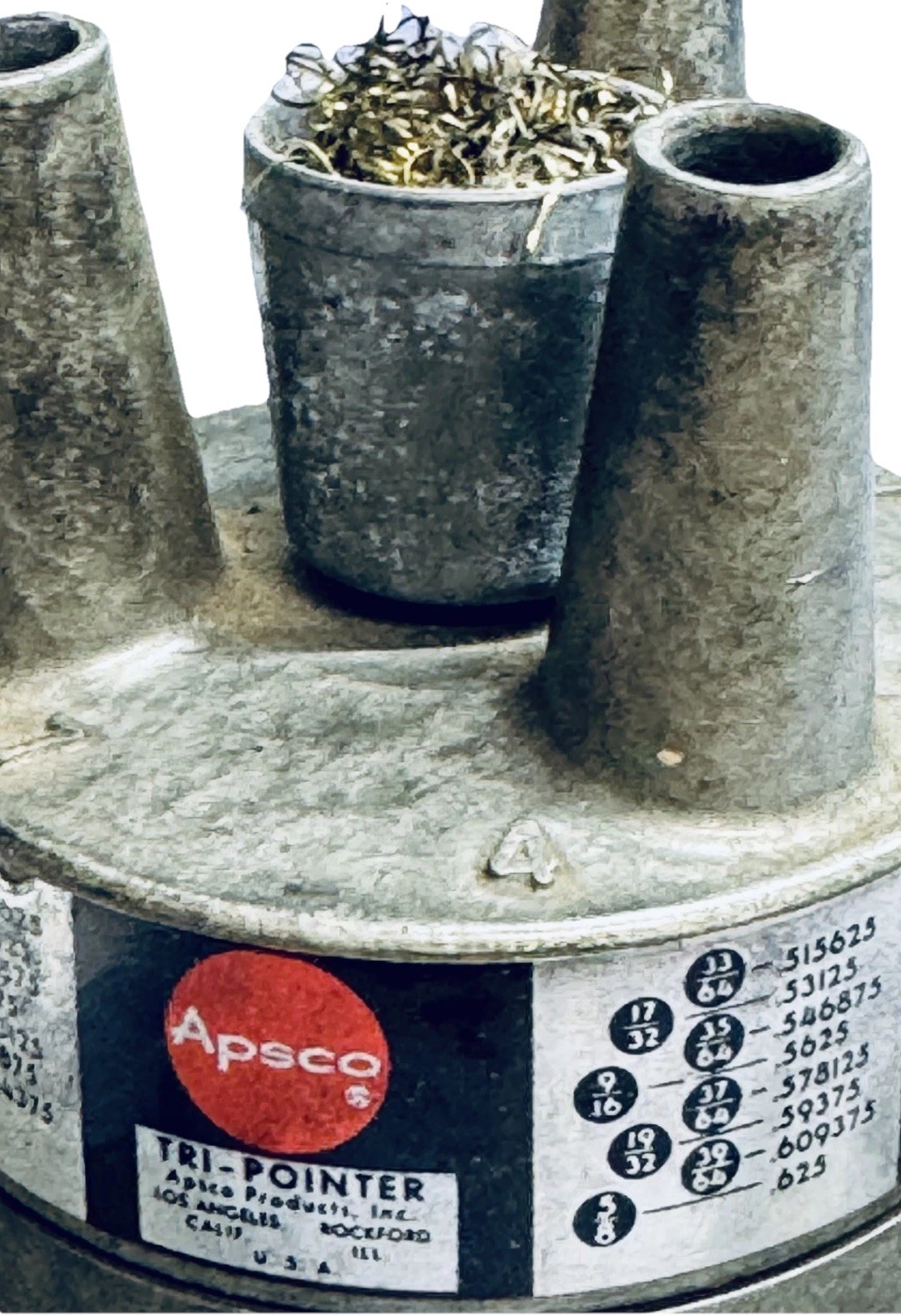 APSCO Tri-Pointer Vtg Drafting Lead Pointer Sharpener Metal Desk Tool USA