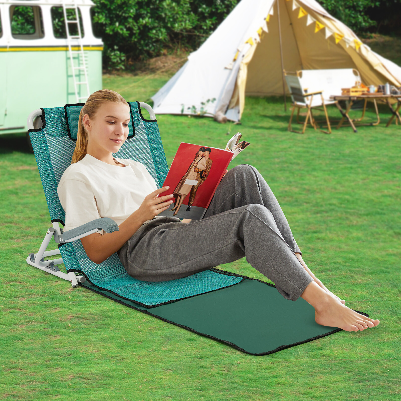 Lake Blue Sit-up Backrest 20°~75° Adjustable Angle Leisure Holder Backrest 90kg