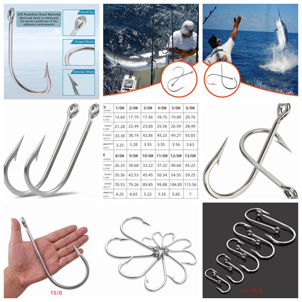 5pcs Stainless Steel Fishing Hooks Strong Saltwater Demon Big Game Fish Hooks