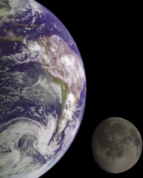 New 11x14 Space Photo: The Earth and Moon from Galileo Spacecraft, 1992