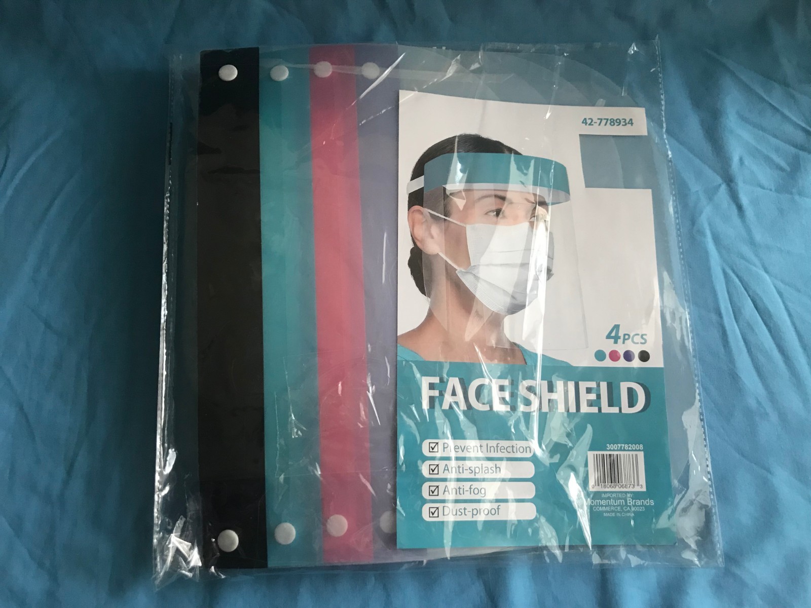 Open Package of 4 New Full Face Clear Safety Shields / Face Mask Protection