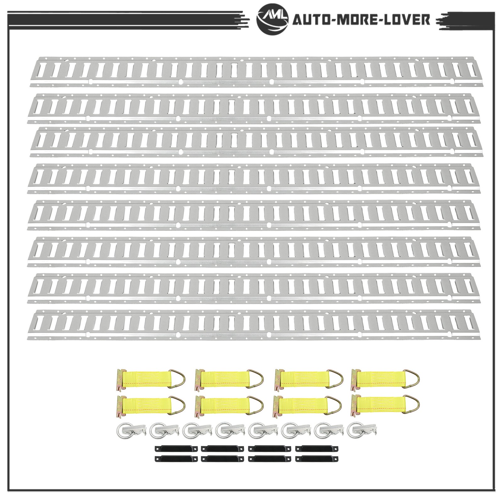 24PC E Track Tie-Down Rail Kit 5' E-Tracks Set Includes 8 Steel Rails & 8 O-Ring