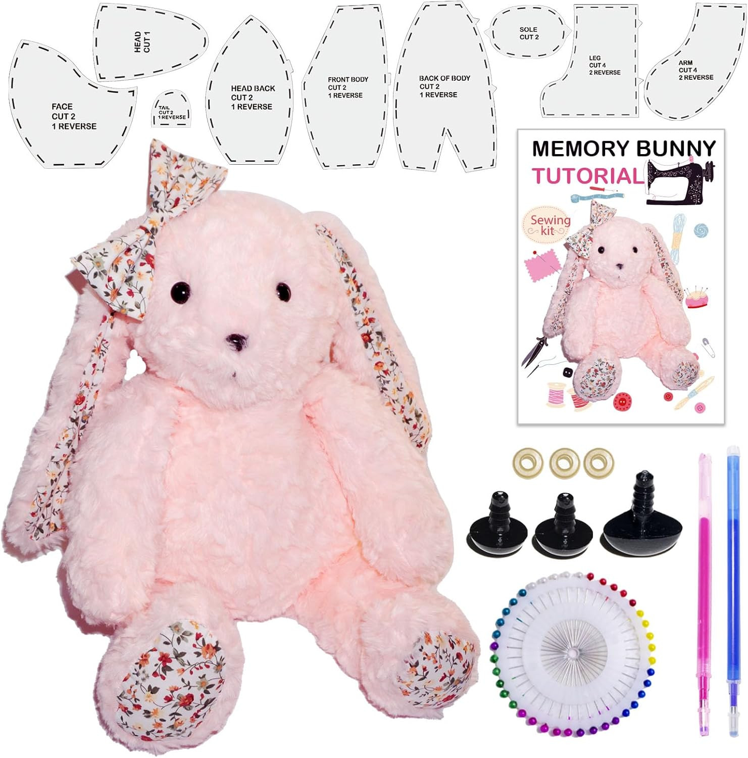 18 Inch Memory Bunny Patterns Templates for Sewing with Instruction, Beginners F