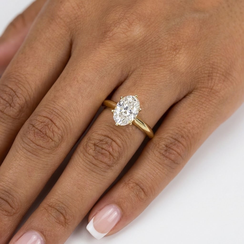 Classic Solitaire Engagement Ring 14K Gold 1.52 CT Oval Lab-Grown Diamond G VS1