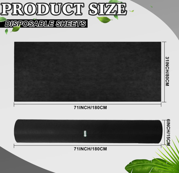 2 Rolls 100 Sheets Disposable Massage Table Paper Roll 32" x 71" Bed Roll Black