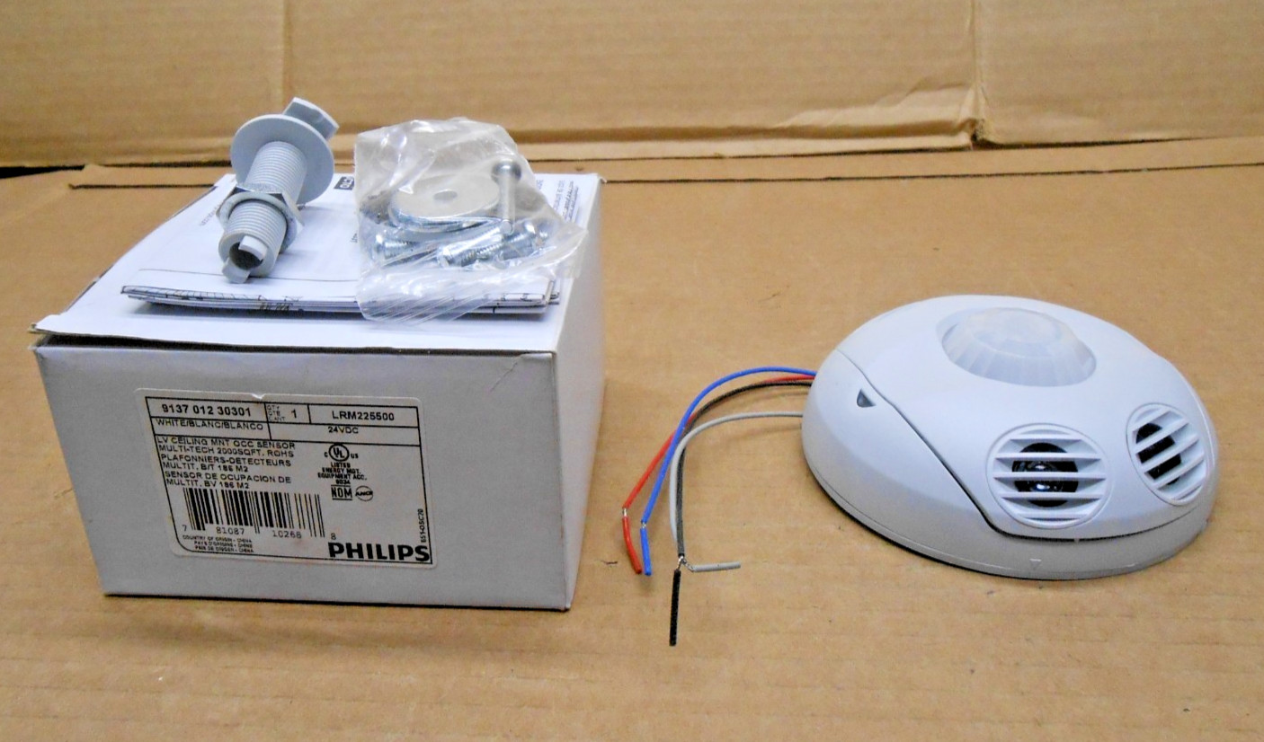 NEW PHILIPS LRM225500 LOW VOLTAGE OCCUPANCY SENSOR CEILING 2000 SQ FT 24VDC
