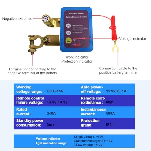 Smart Kill Switch for Cars, 12V 240A Remote Battery Disconnect Switch, Remote
