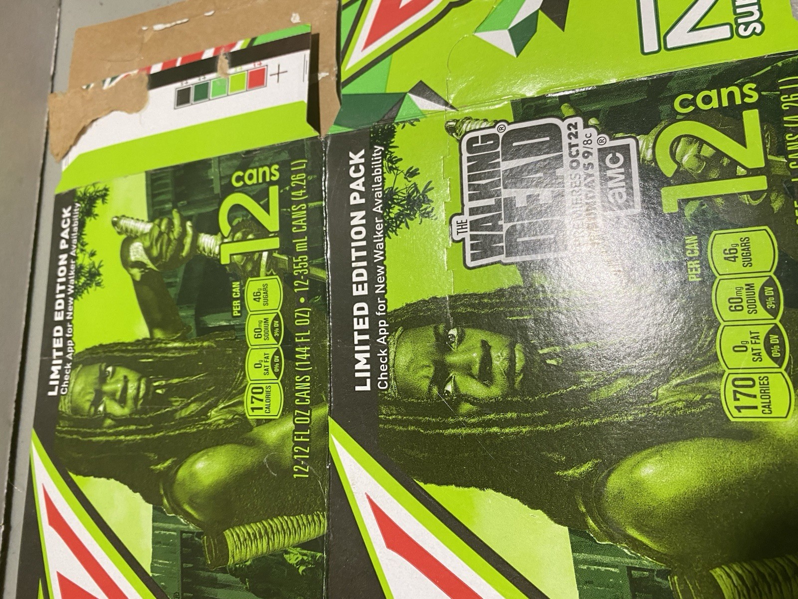 2017 EMPTY Limited Edition Mountain Dew Walking Dead 12 Pack Box Flattened