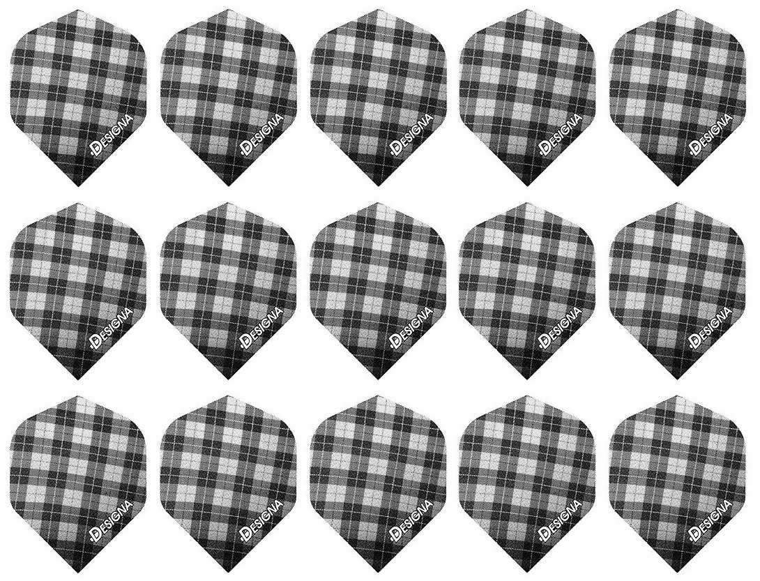 5 New Sets DSX Tartan Standard Dart Flights - Ships w/ Tracking - Grey