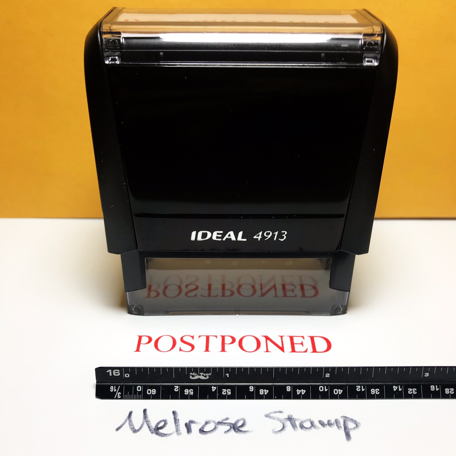Postponed Rubber Stamp Red Ink Self Inking Ideal 4913