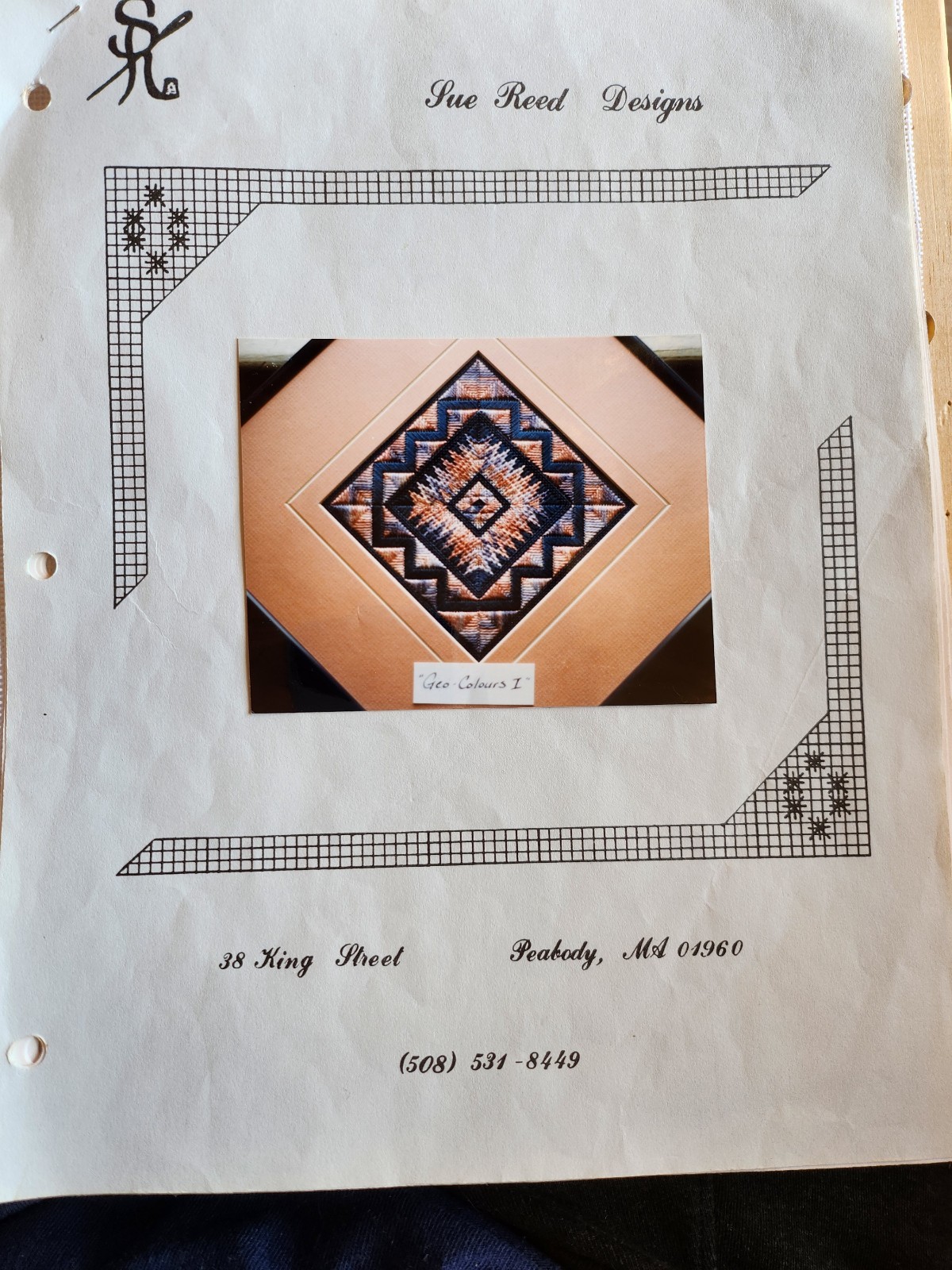 Sue Reed Designs Needlepoint 1989 Pattern "Geo Colours I"