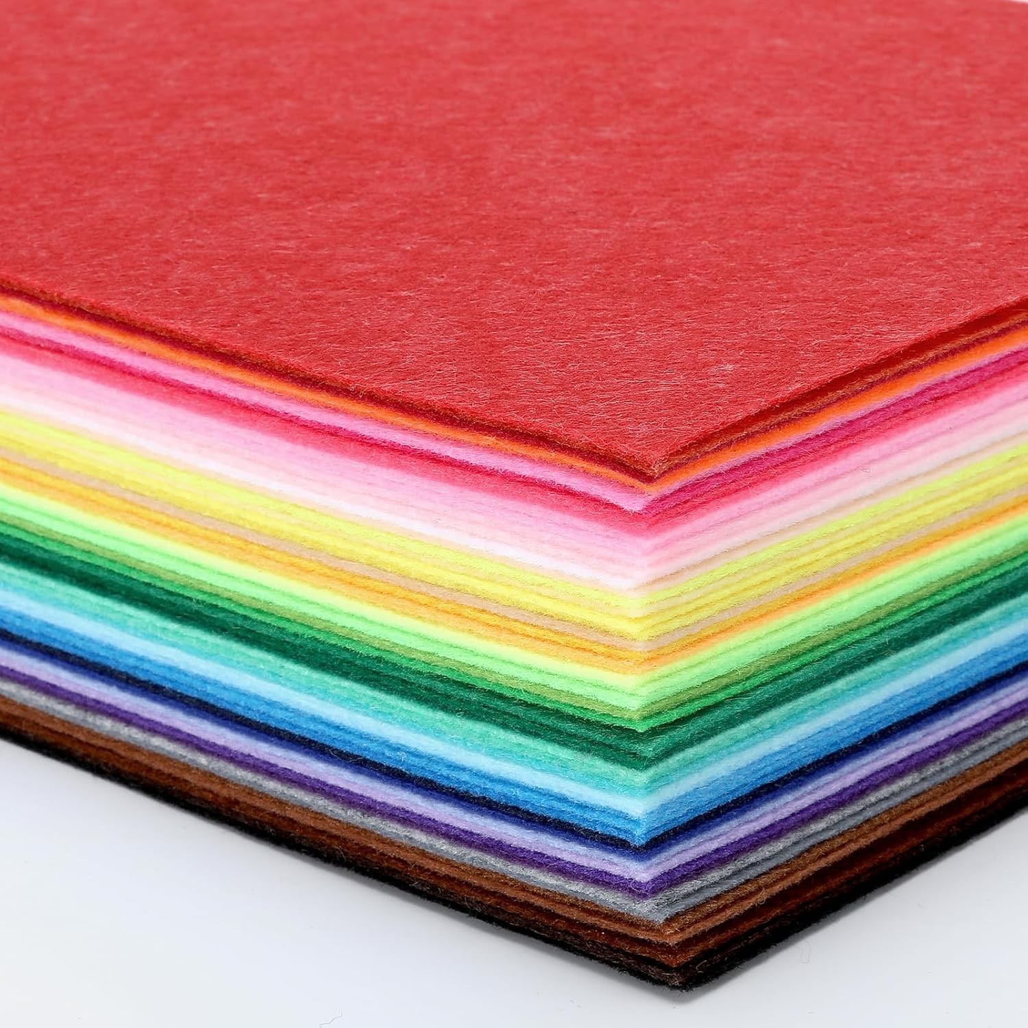 Thin Felt Fabric Sheets, Assorted Colors 8×12 inches, Stiff 50