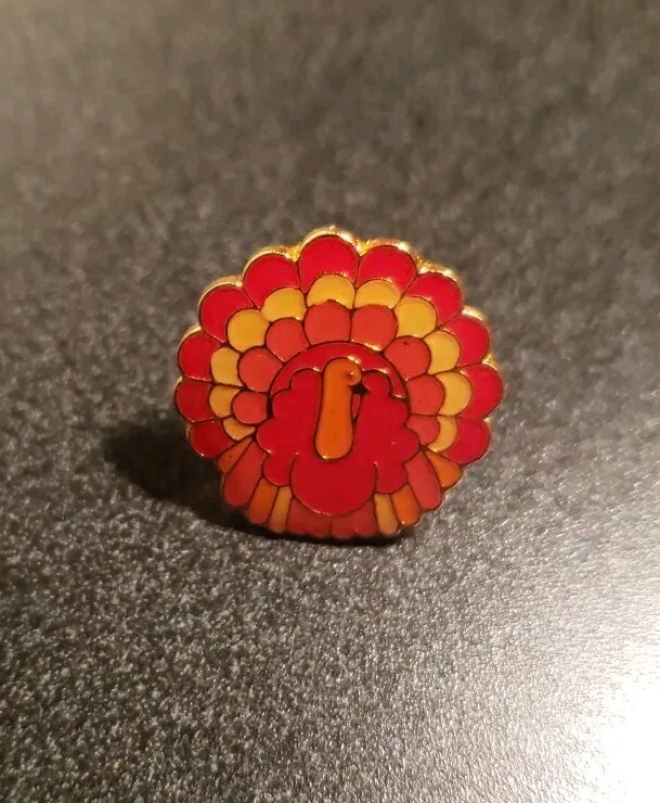 Thanksgiving Turkey Hallmark Cloisonne Tac Pin New 1987