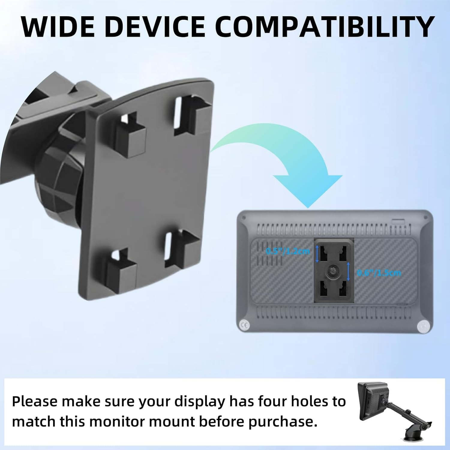 Carplay Mount, 360° Flexible Windshield Dashboard Holes Bracket, Black