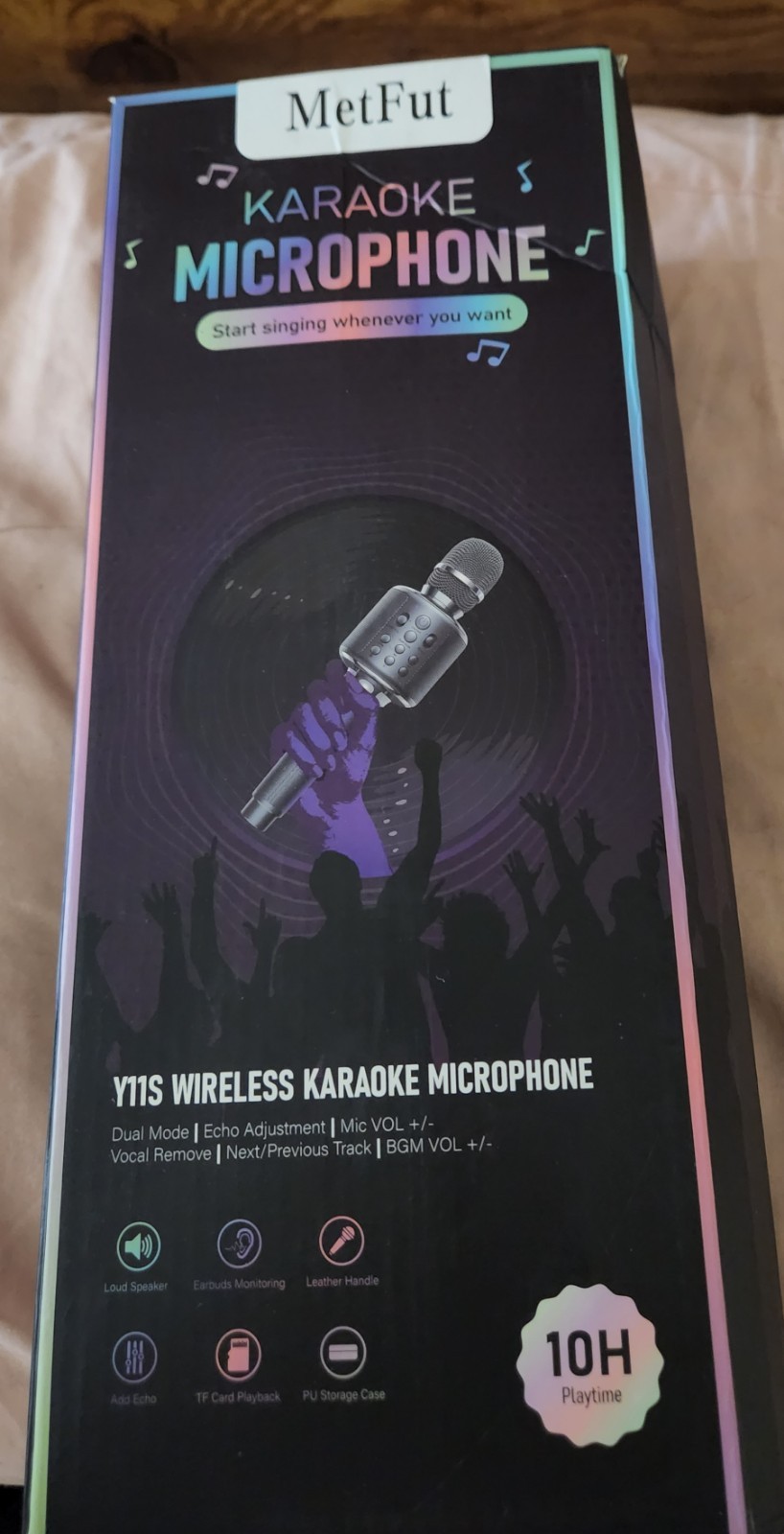MetFut Y11S Wireless Cordless Karaoke Microphone, On/Off Switch, White